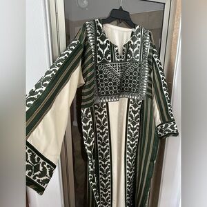 COPY - Palestinian Machine Made Thobe Green stitching